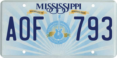 MS license plate AOF793
