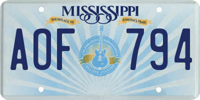 MS license plate AOF794