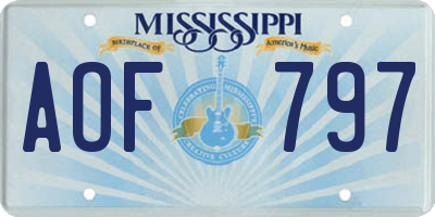MS license plate AOF797