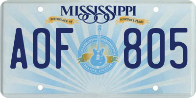 MS license plate AOF805