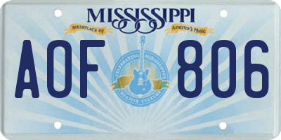 MS license plate AOF806