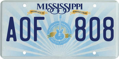 MS license plate AOF808