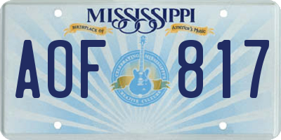 MS license plate AOF817