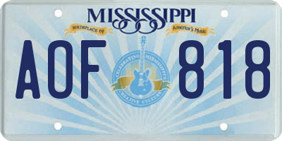 MS license plate AOF818