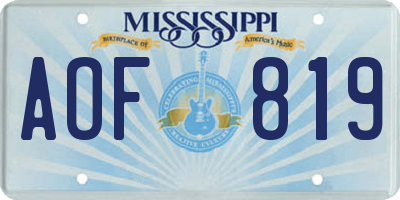 MS license plate AOF819