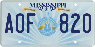 MS license plate AOF820