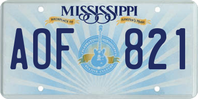 MS license plate AOF821