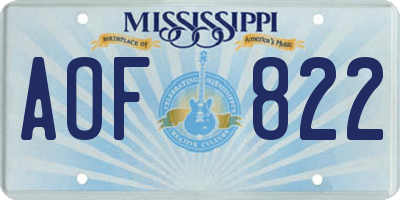MS license plate AOF822