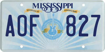 MS license plate AOF827