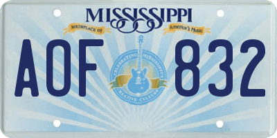 MS license plate AOF832