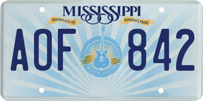 MS license plate AOF842