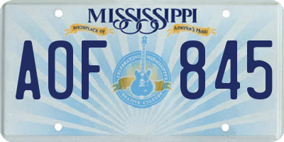 MS license plate AOF845