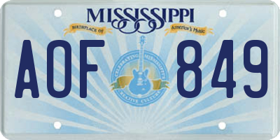 MS license plate AOF849