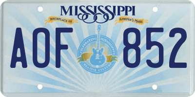 MS license plate AOF852