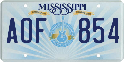 MS license plate AOF854