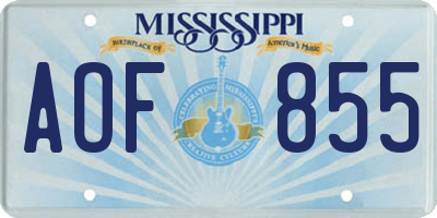 MS license plate AOF855