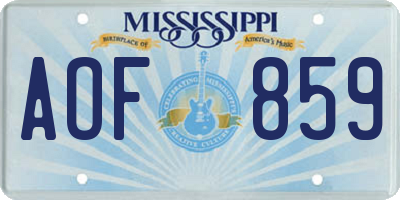 MS license plate AOF859