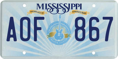 MS license plate AOF867