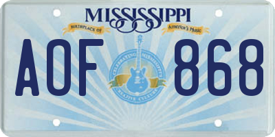 MS license plate AOF868