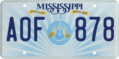 MS license plate AOF878