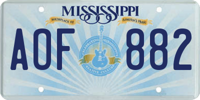 MS license plate AOF882