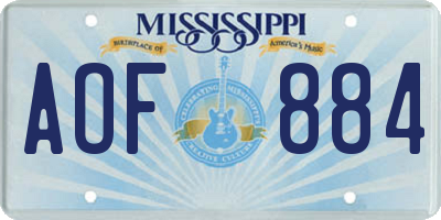 MS license plate AOF884