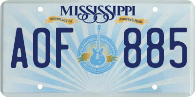 MS license plate AOF885