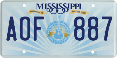 MS license plate AOF887