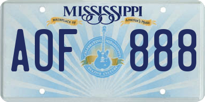MS license plate AOF888