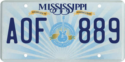 MS license plate AOF889