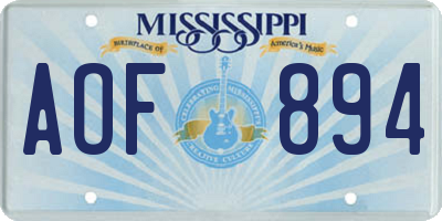 MS license plate AOF894