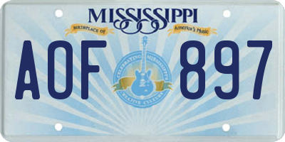 MS license plate AOF897