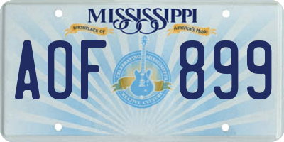 MS license plate AOF899