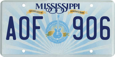 MS license plate AOF906