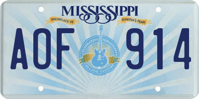 MS license plate AOF914