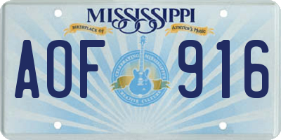 MS license plate AOF916