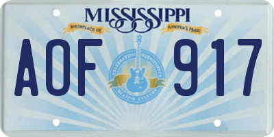 MS license plate AOF917