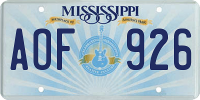 MS license plate AOF926