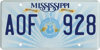 MS license plate AOF928