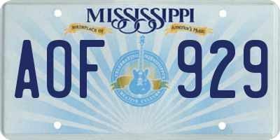 MS license plate AOF929