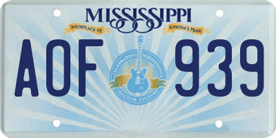 MS license plate AOF939