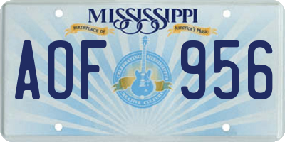 MS license plate AOF956