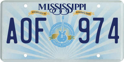MS license plate AOF974
