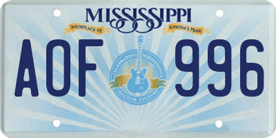 MS license plate AOF996