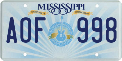 MS license plate AOF998