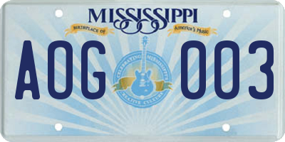 MS license plate AOG003