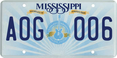 MS license plate AOG006