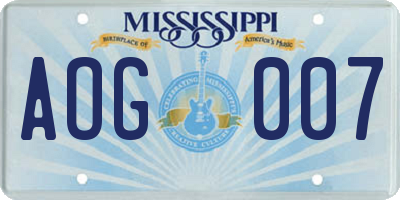 MS license plate AOG007