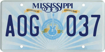 MS license plate AOG037
