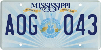 MS license plate AOG043